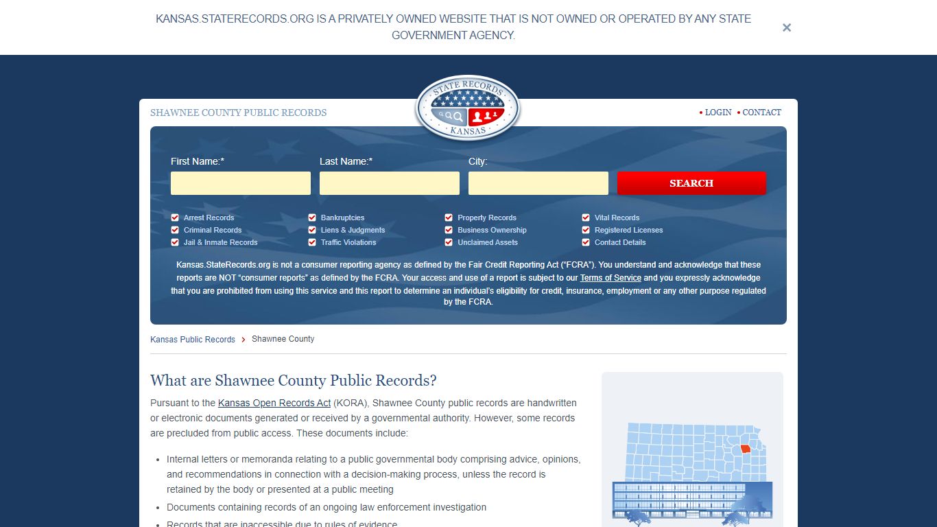 Shawnee County Arrest, Court, and Public Records | StateRecords.org